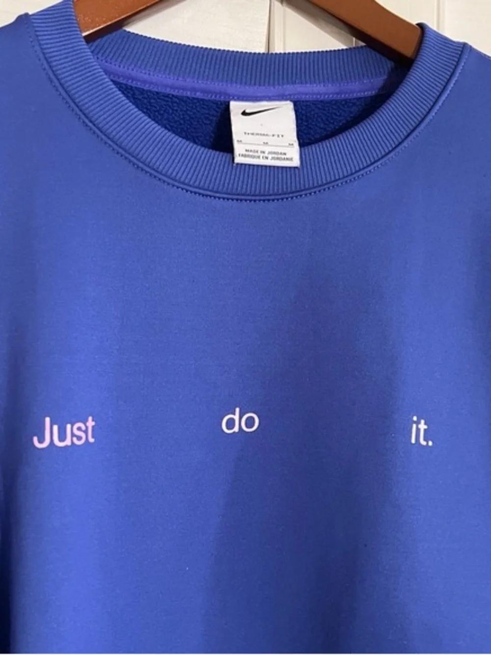 Nike Just Do It Blue Crewneck Sweatshirt Size M | Graphic Pullover Athleisure - Picture 5 of 9